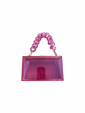 Pink Clear trendy transparent Top-Handle Clutch box bag